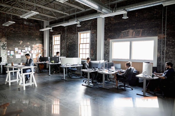 Desks in an office
