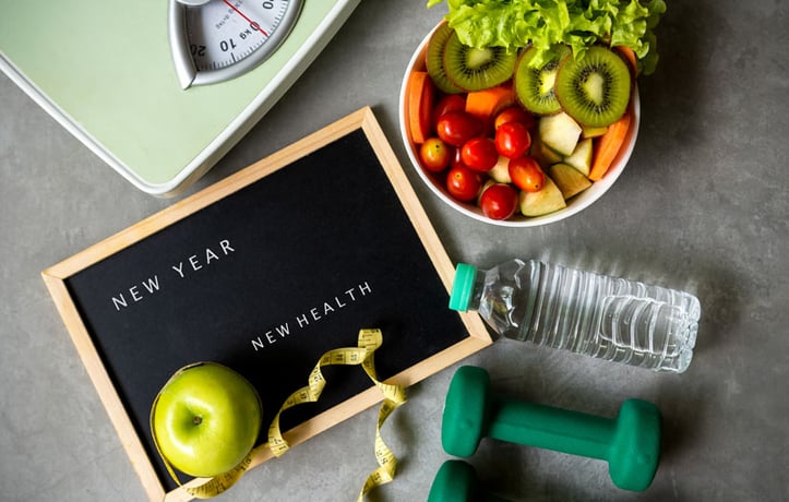an image filled with health and fitness items.