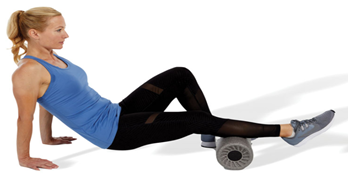 woman foam rolling