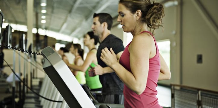 woman running on a treadmill