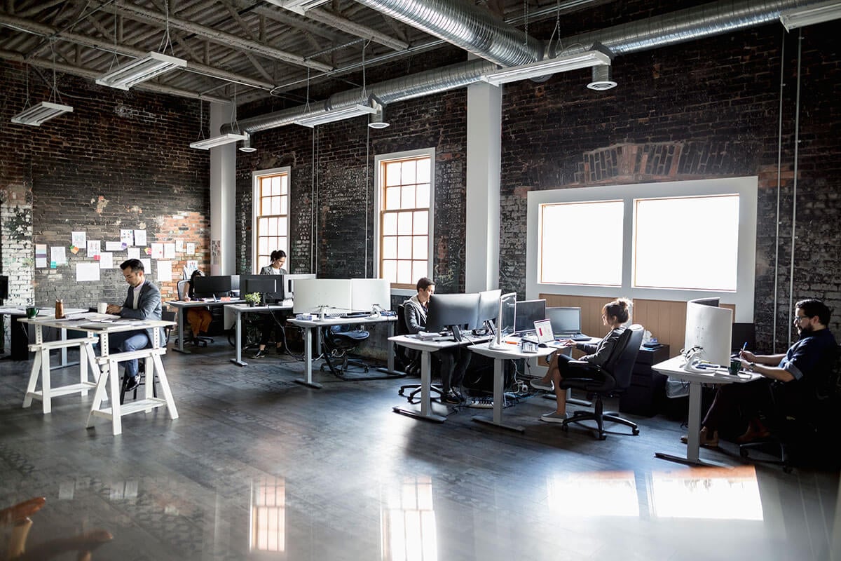 Desks in an office