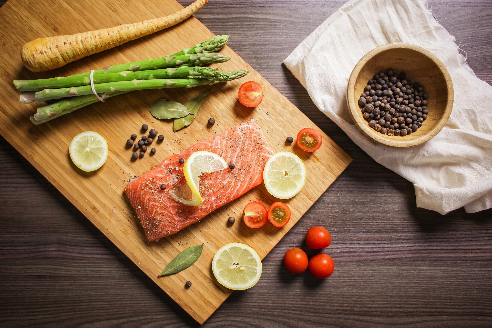 Proteins on top of a copping board