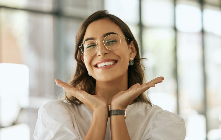 A happy woman smiling