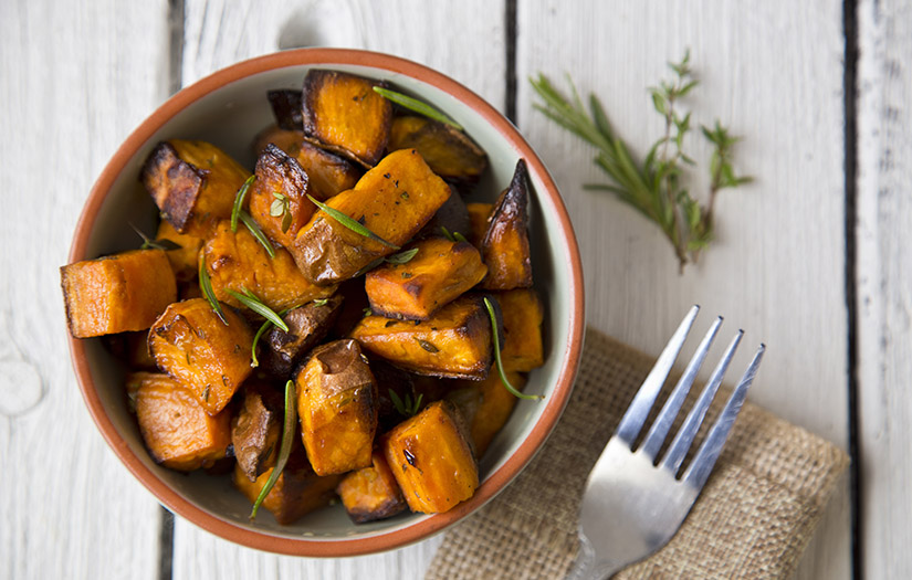 a bowl of sweet potatos
